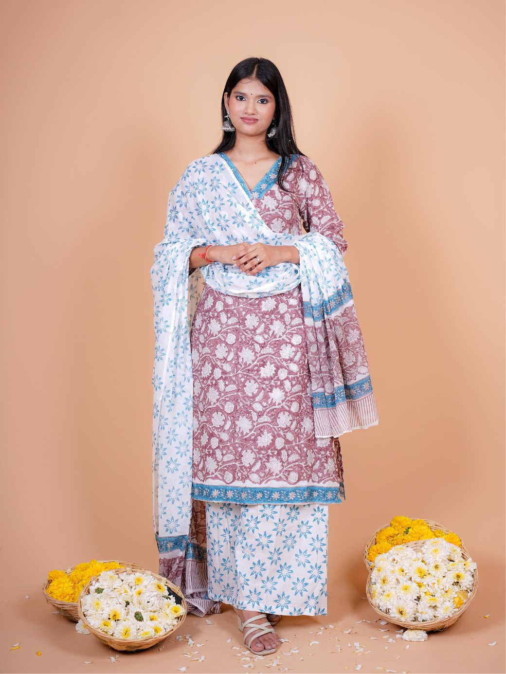 Tarini Three Piece Straight Cotton Set