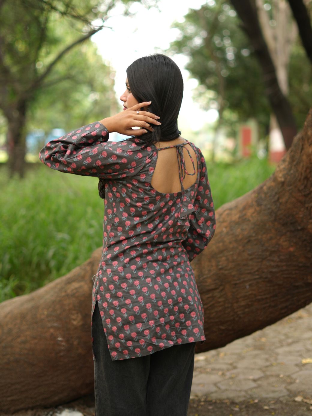 Flared Sleeve Printed Tunic