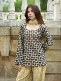 Sifra Three Piece Farshi Set for Women - Black & Beige Handblock Cotton Suit Set with Dupatta