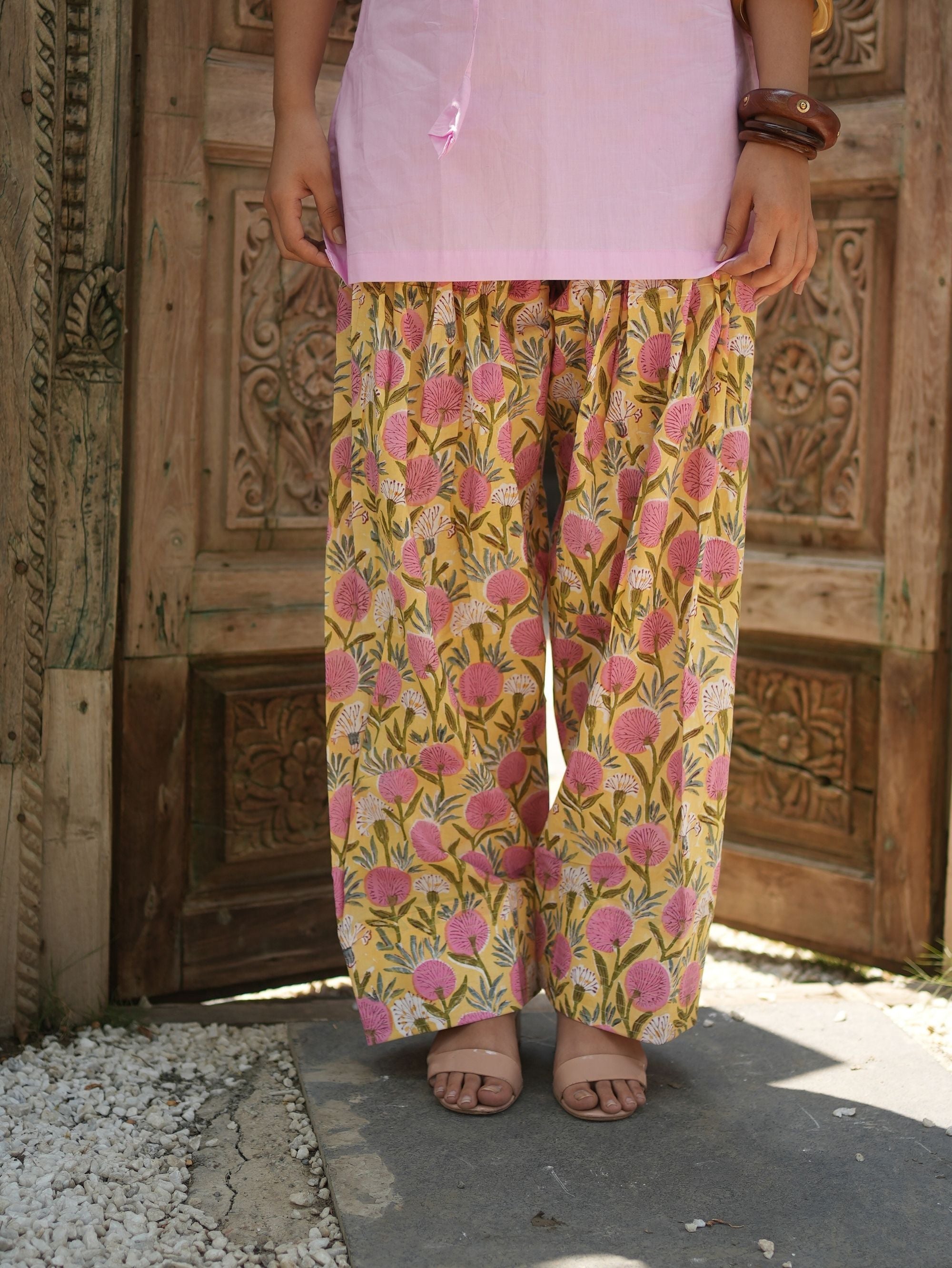 Soft Gulaab Pink Kurta Set with Printed Cotton Salwar