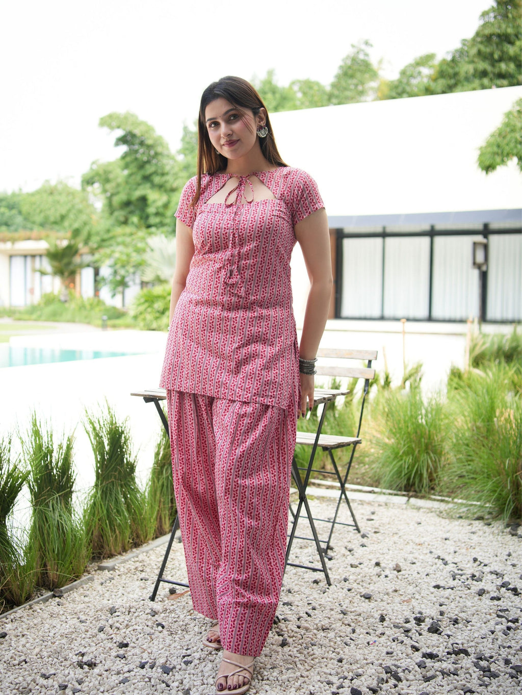 Shabnam Pink Two Piece Farshi Set