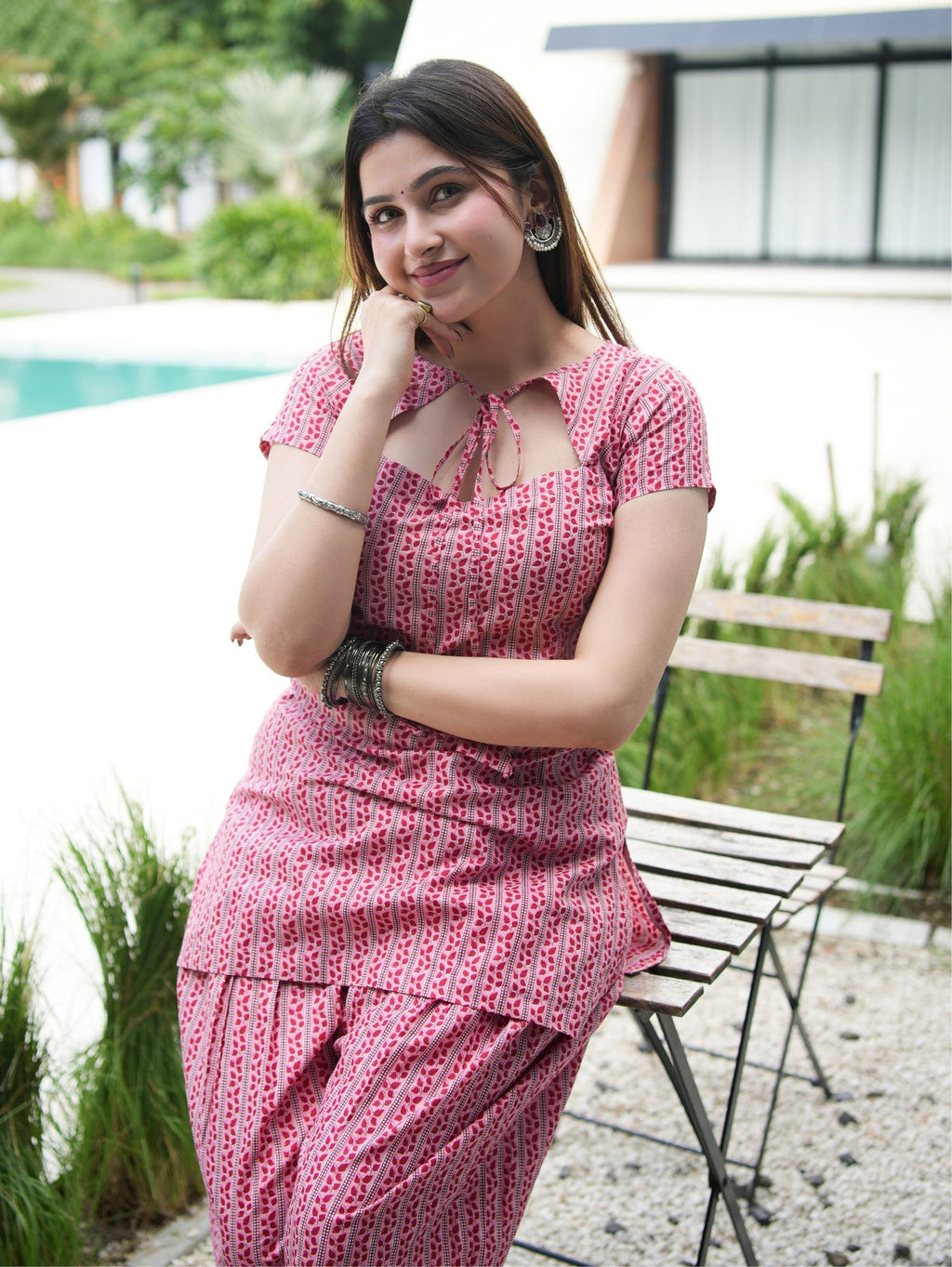 Shabnam Pink Two Piece Farshi Set
