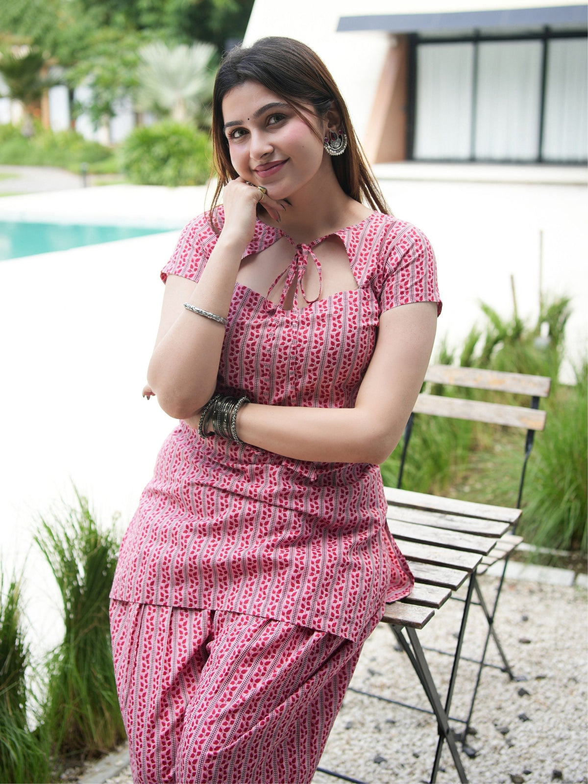 Shabnam Pink Two Piece Farshi Set