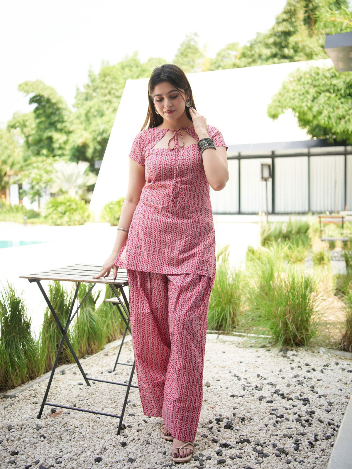 Shabnam Pink Two Piece Farshi Set