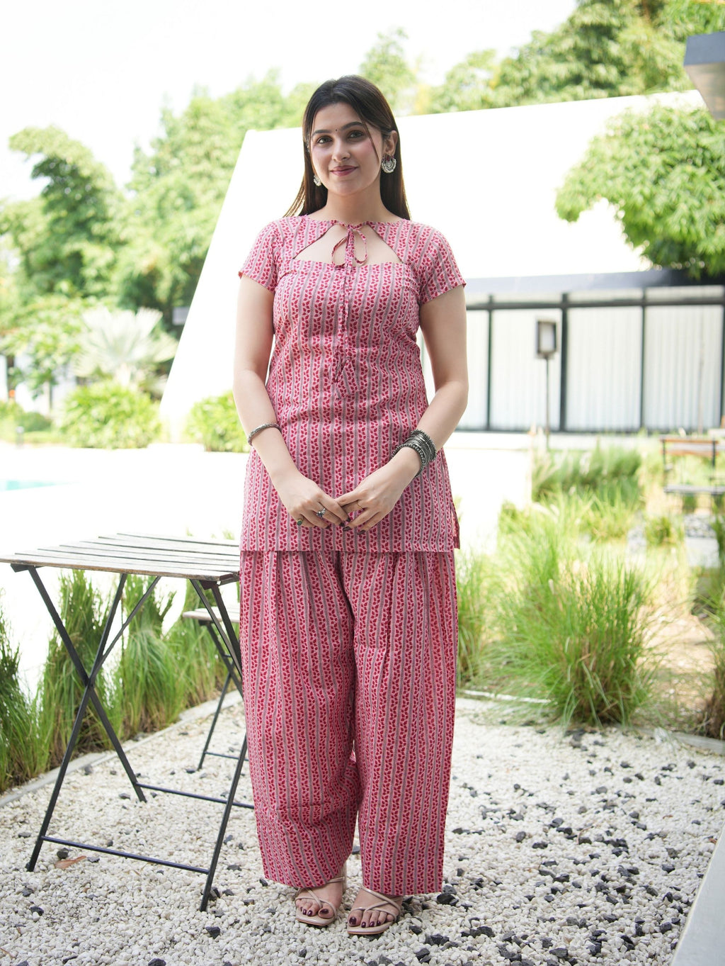Shabnam Pink Two Piece Farshi Set