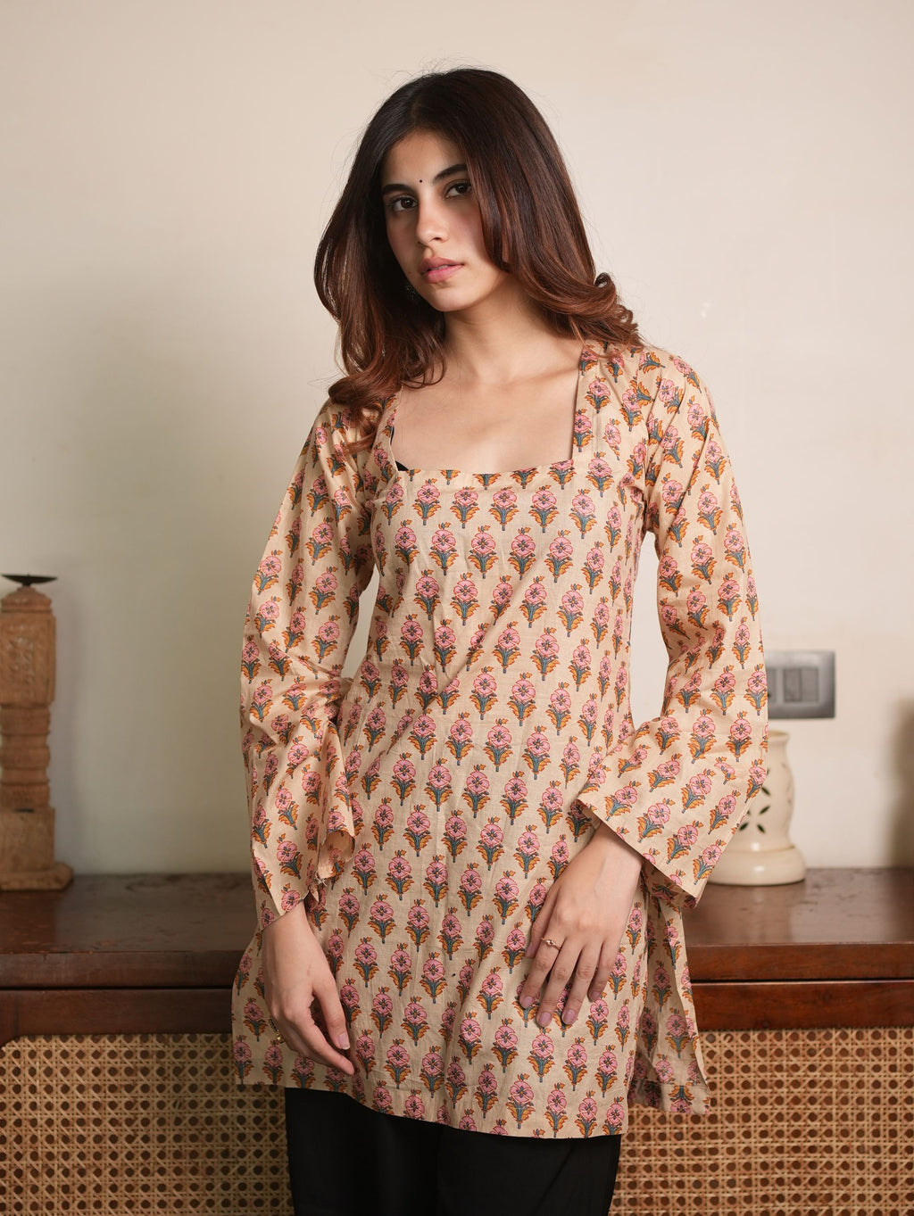 Diya Handblock Cotton Short Kurti