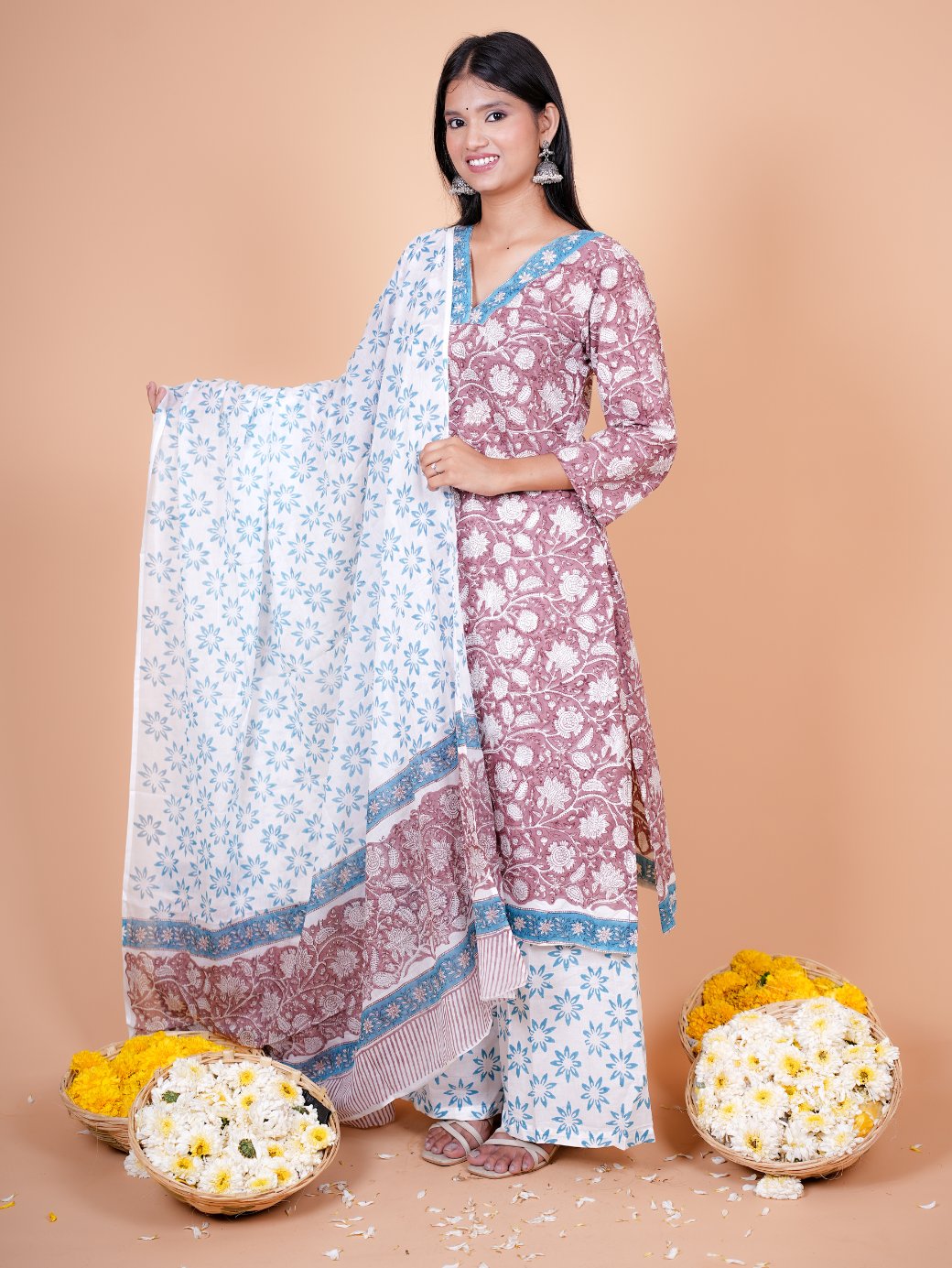 Tarini Three Piece Straight Cotton Set