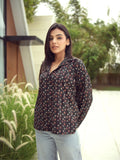 Alizeh Oversized Shirt for Women - Black Bagru Print Cotton Shirt