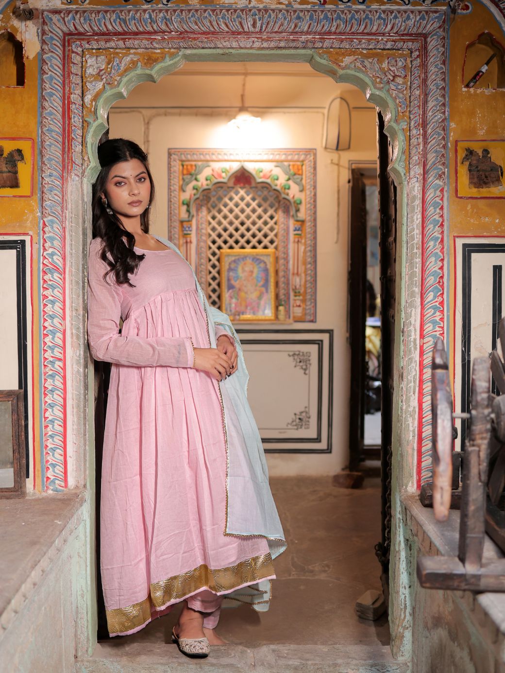 Gulnaar Anarkali Set – 3 Piece Cotton Ensemble