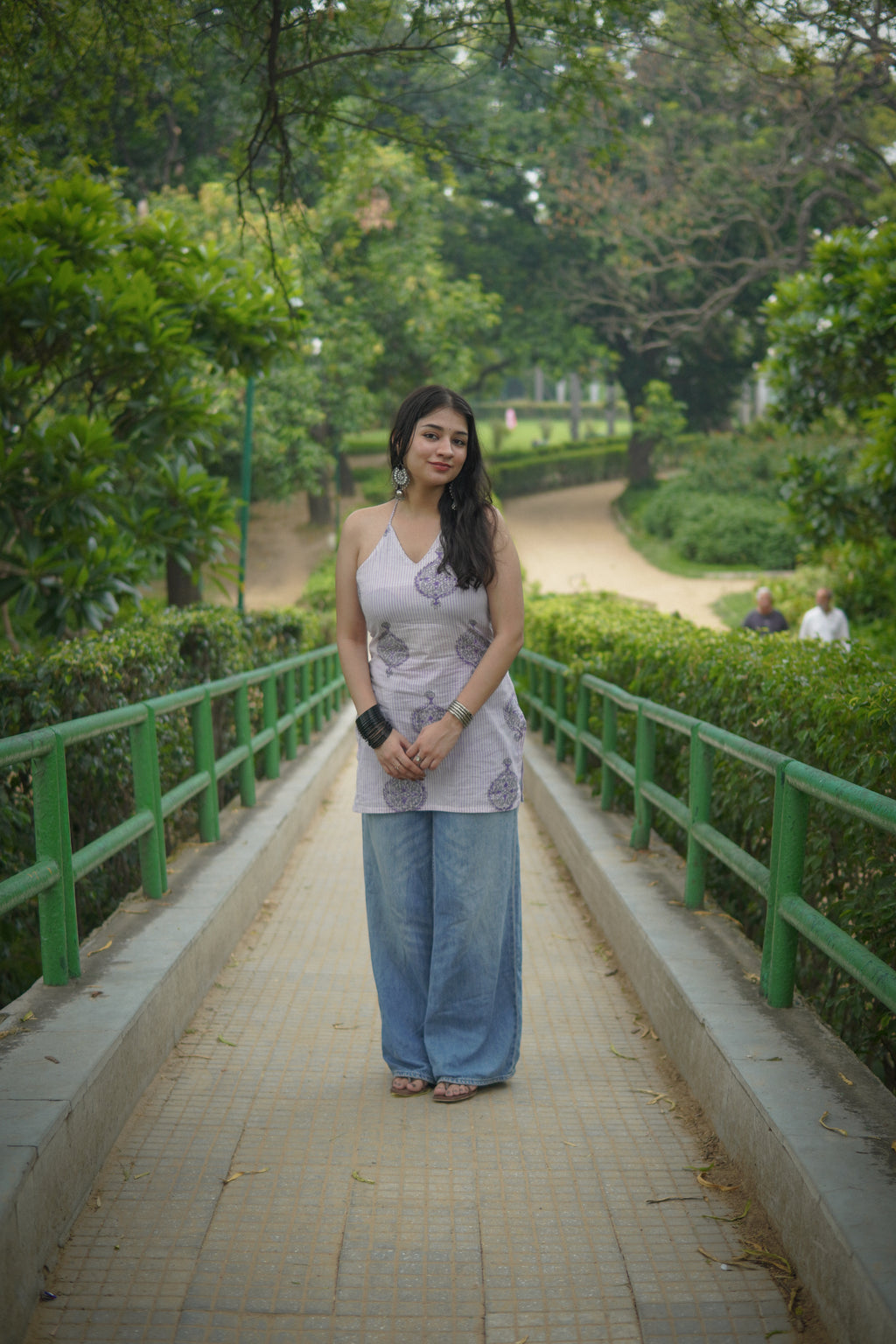 Tie Me Lavender handblock Short Kurti