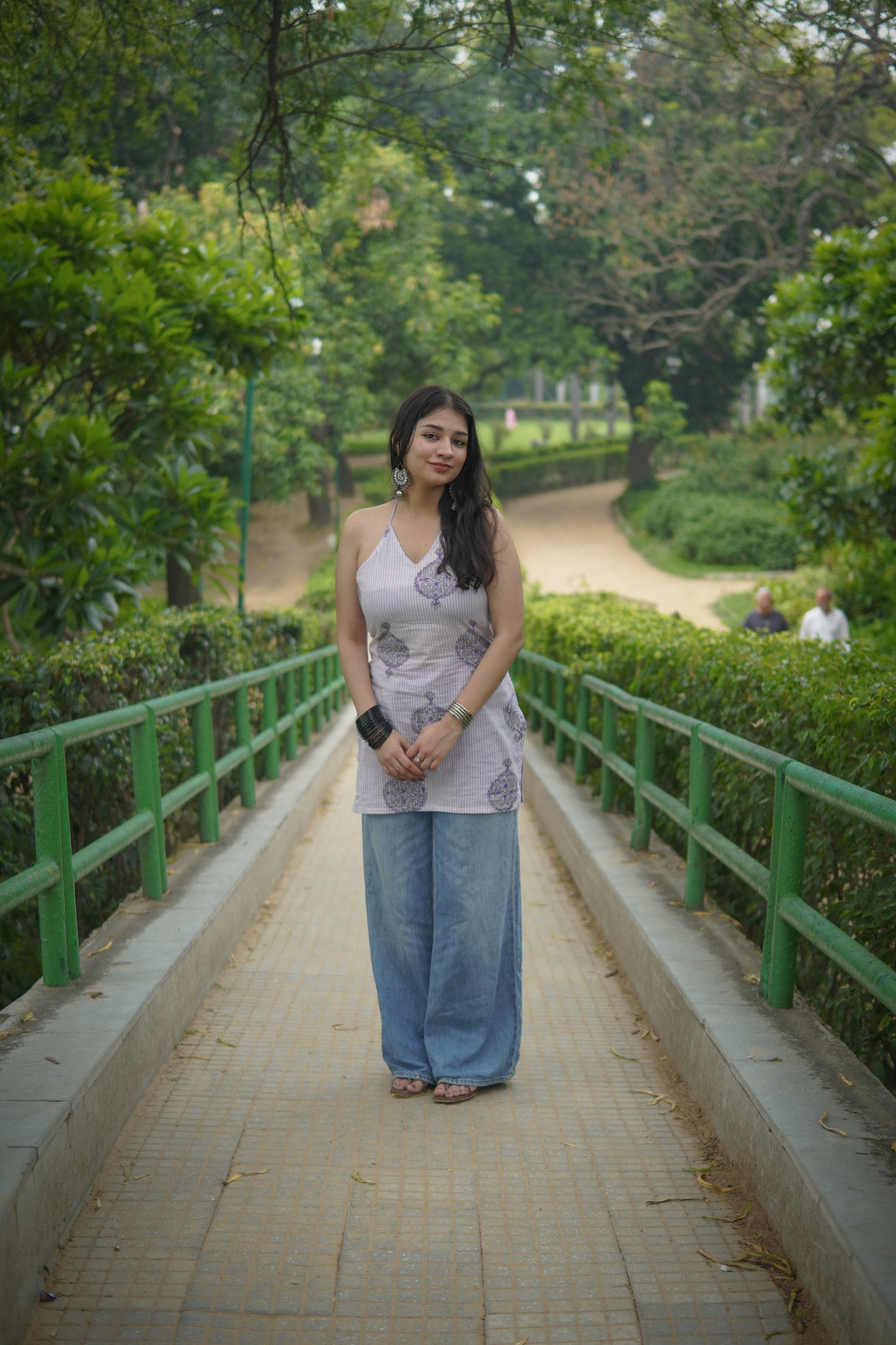 Tie me lavender handblock kurti