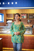 Zaaru Square Neck Green Short Kurti