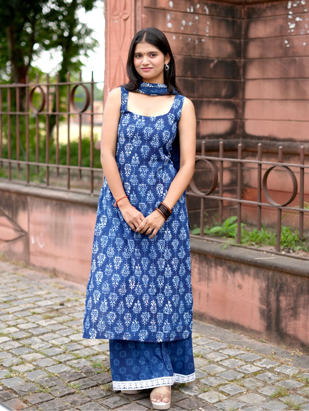 Ocean Bloom Cotton Kurta Set