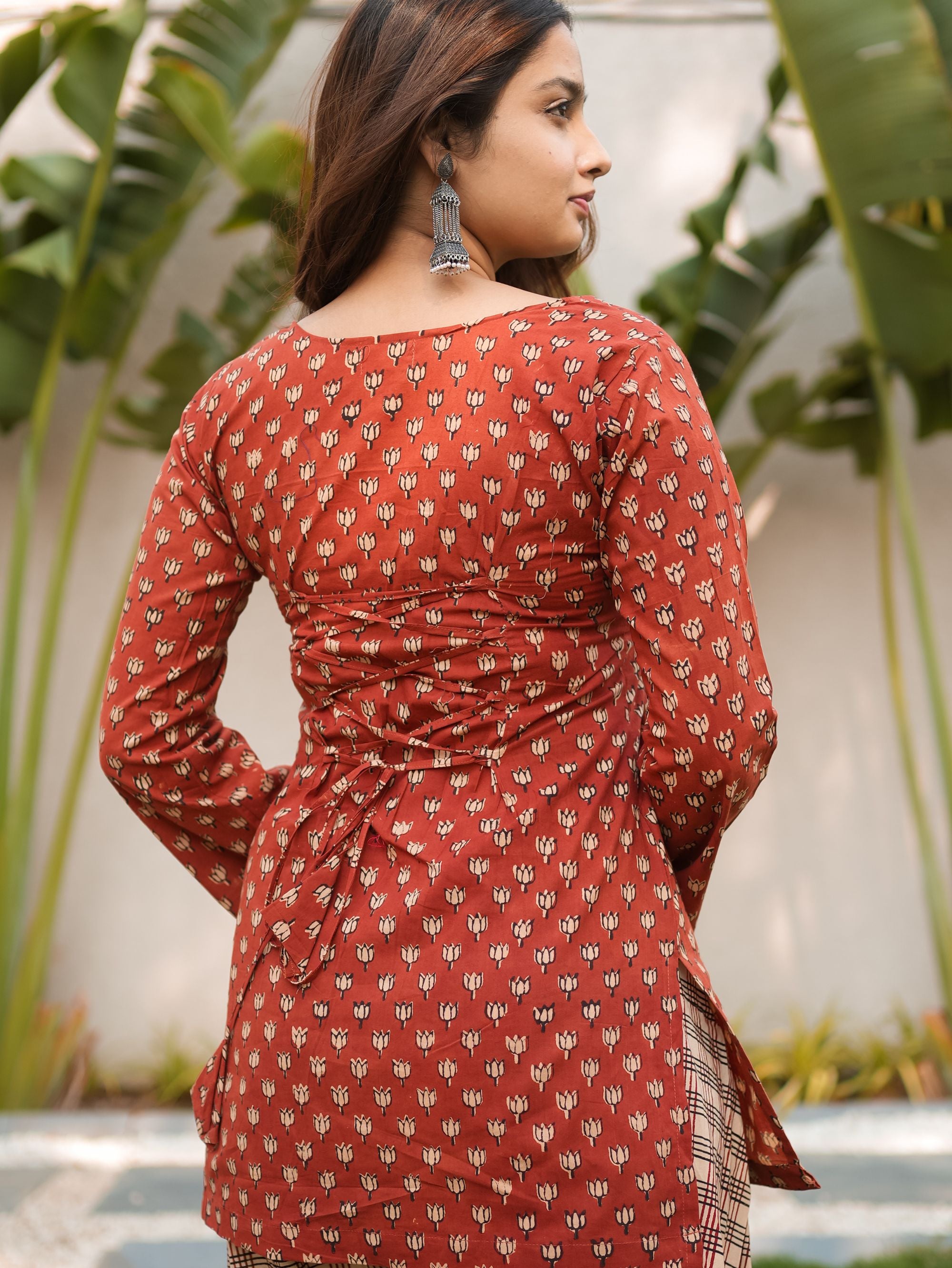 Berry Bloom Rust Short Kurti