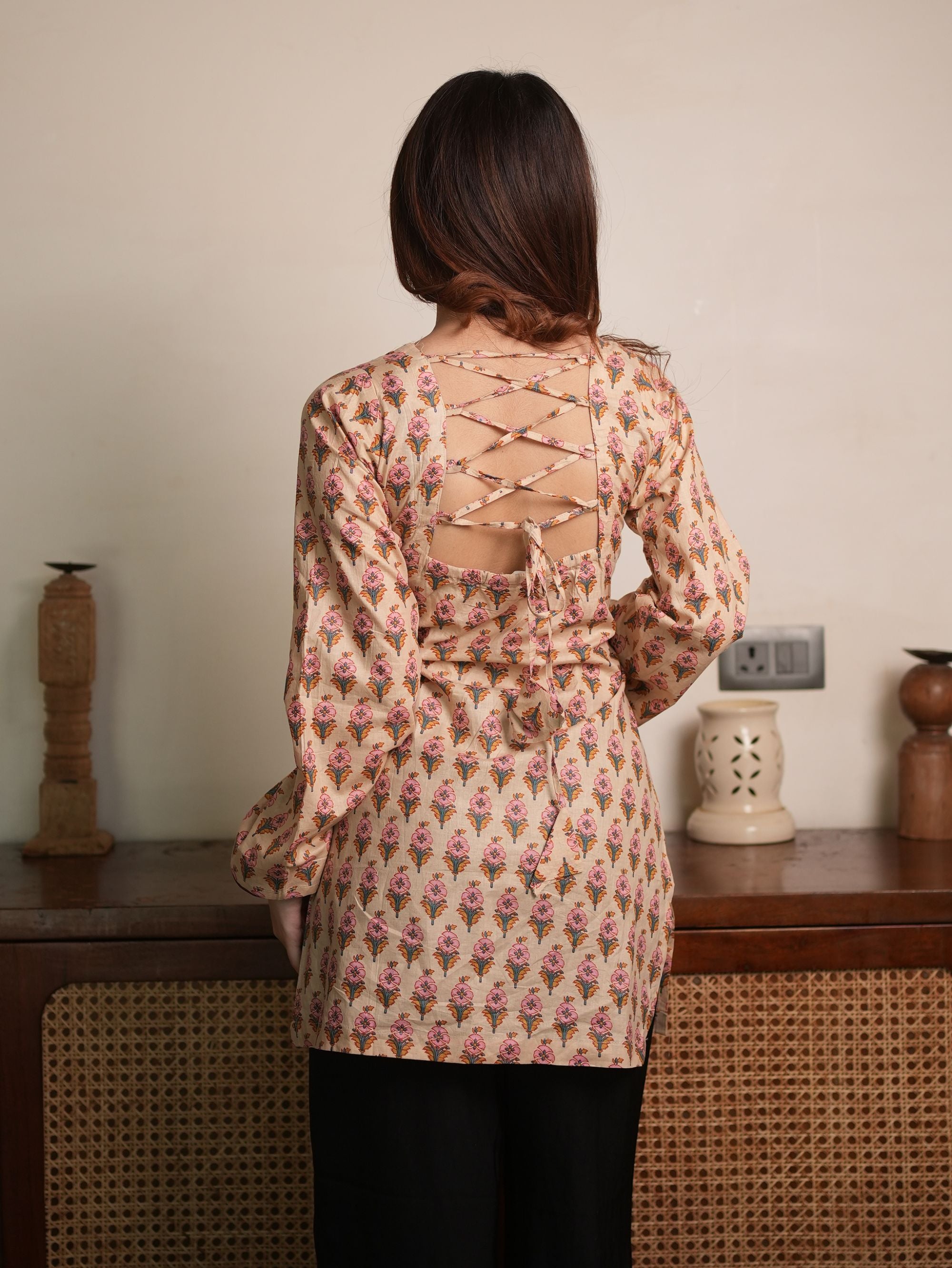 Diya Handblock Cotton Short Kurti