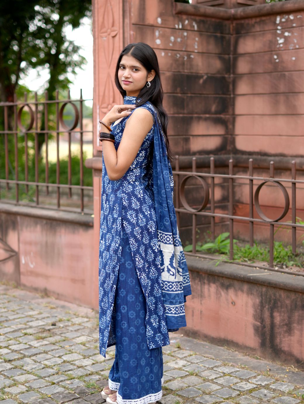 Ocean Bloom Cotton Kurta Set