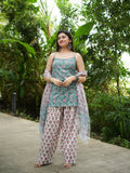Meher Blue, Green & Pink Three Piece Farshi Set