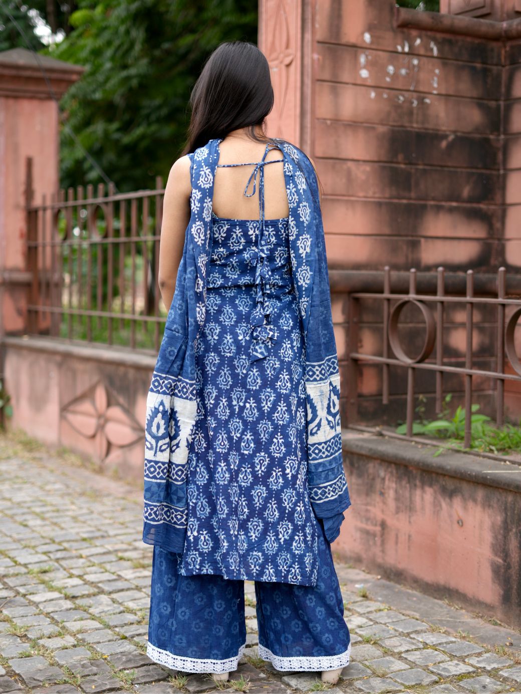 Ocean Bloom Cotton Kurta Set