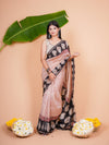 Vaidehi Rust Red and Black Chanderi Saree