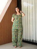 Virsa Green Handblock Cotton Two Piece Farshi Set
