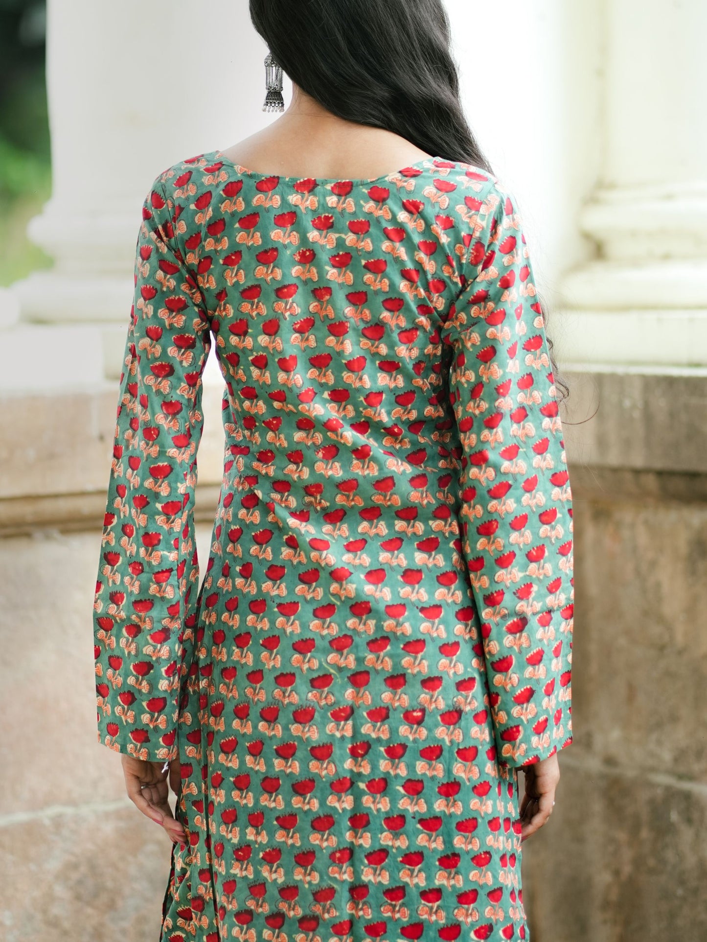 Fida Green Handblock Cotton Kurta Pant Set