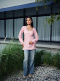 Sehmat Pink Cotton Short Kurti for Women - U Neck Bell Sleeve Kurti