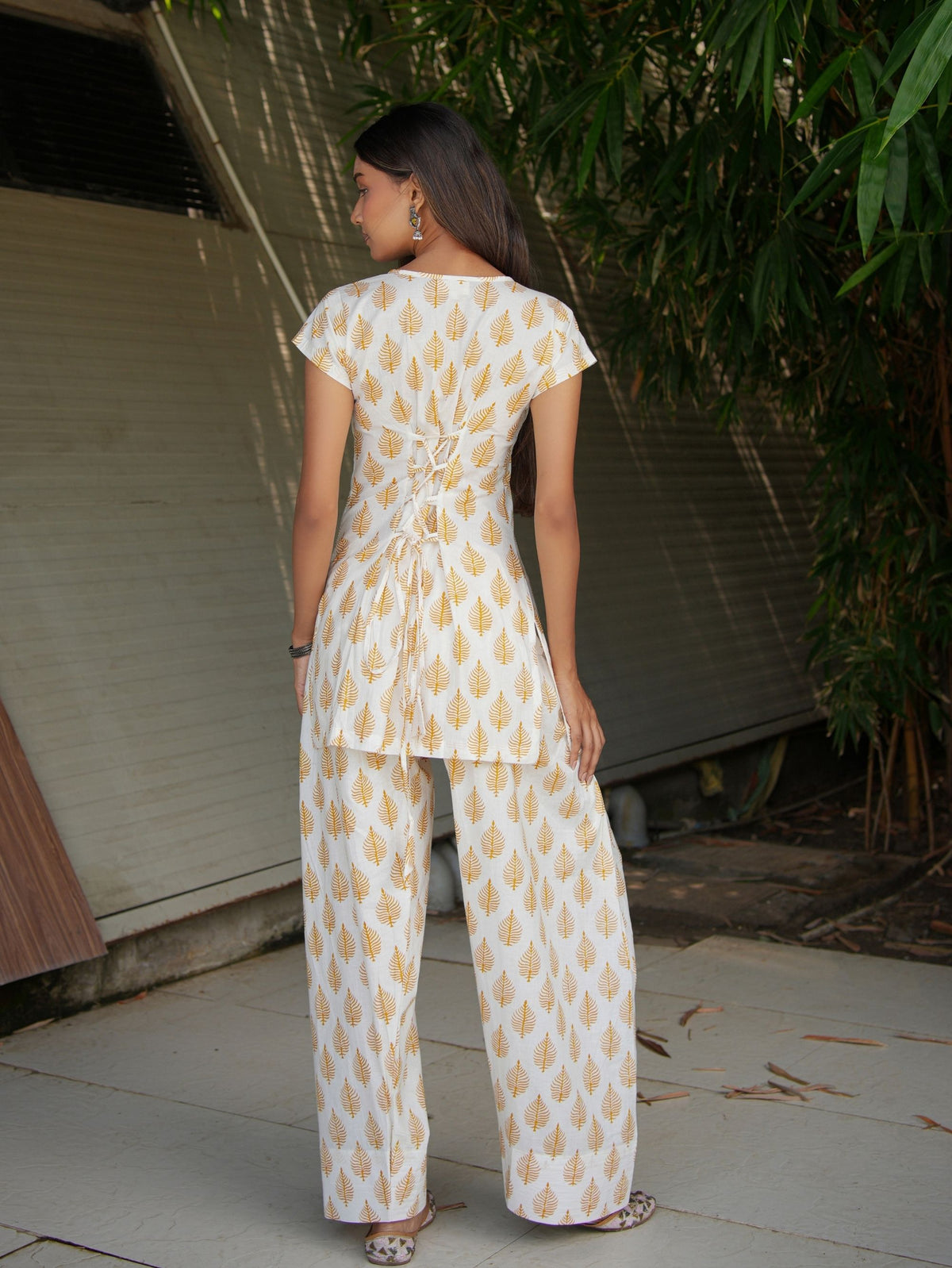 Kashish White & Yellow Two Piece Farshi Set