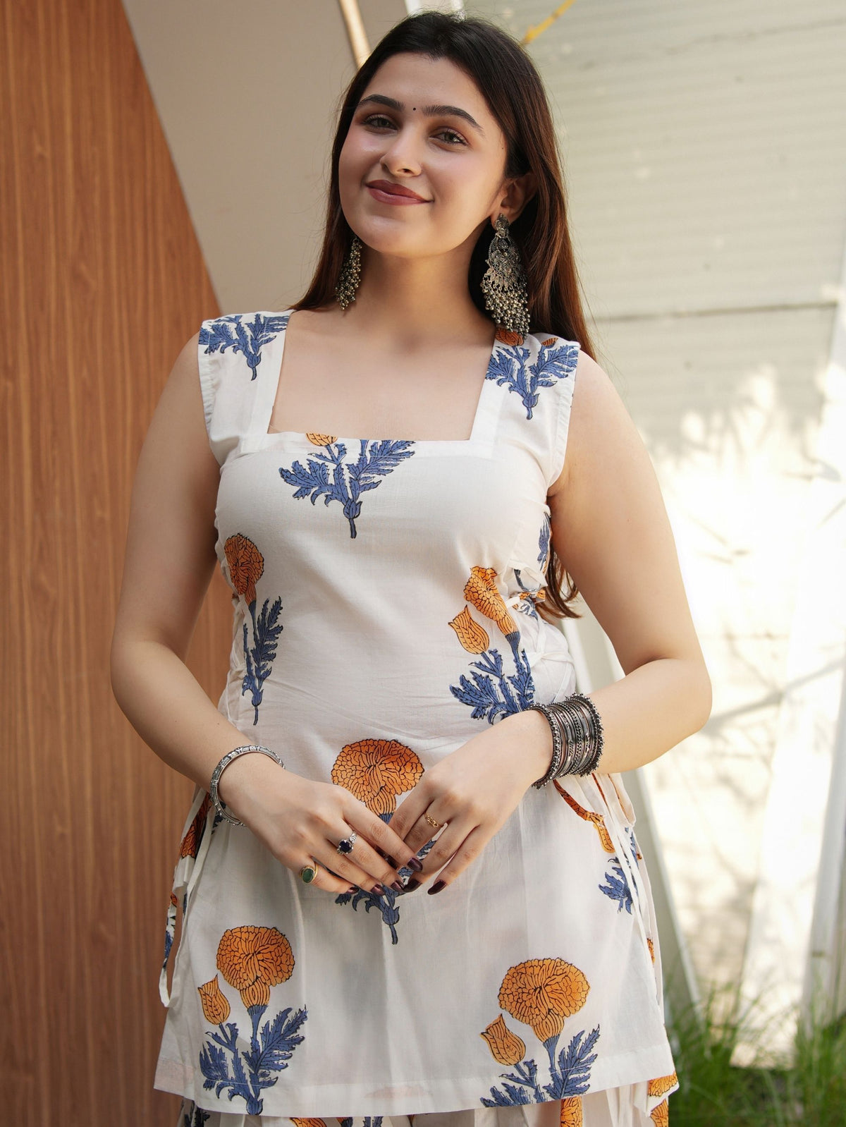 Apsara White & Yellow Two Piece Farshi Set