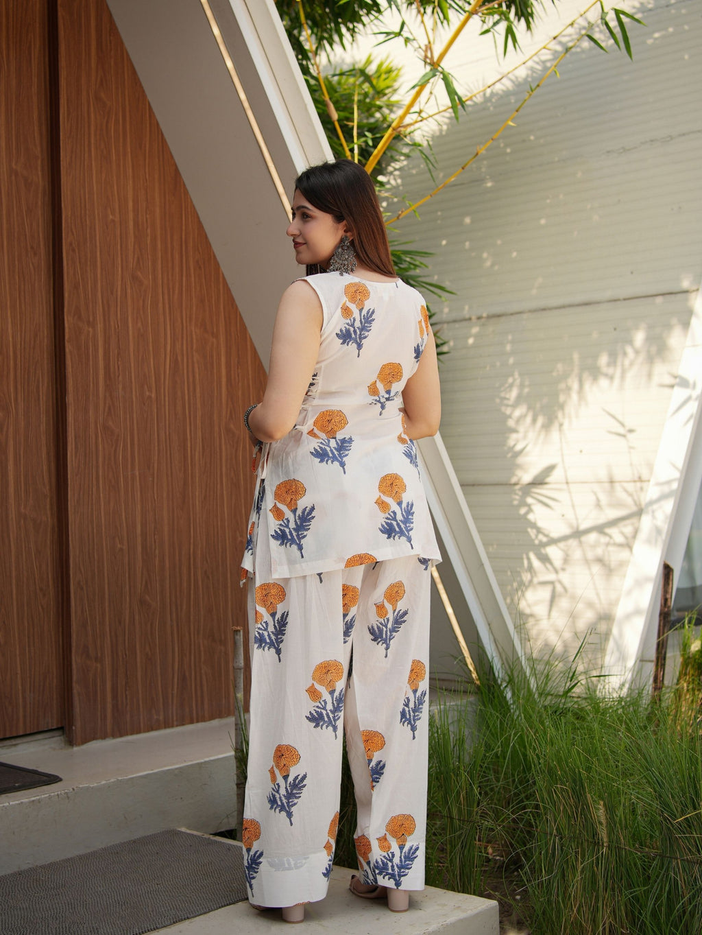 Apsara White & Yellow Two Piece Farshi Set