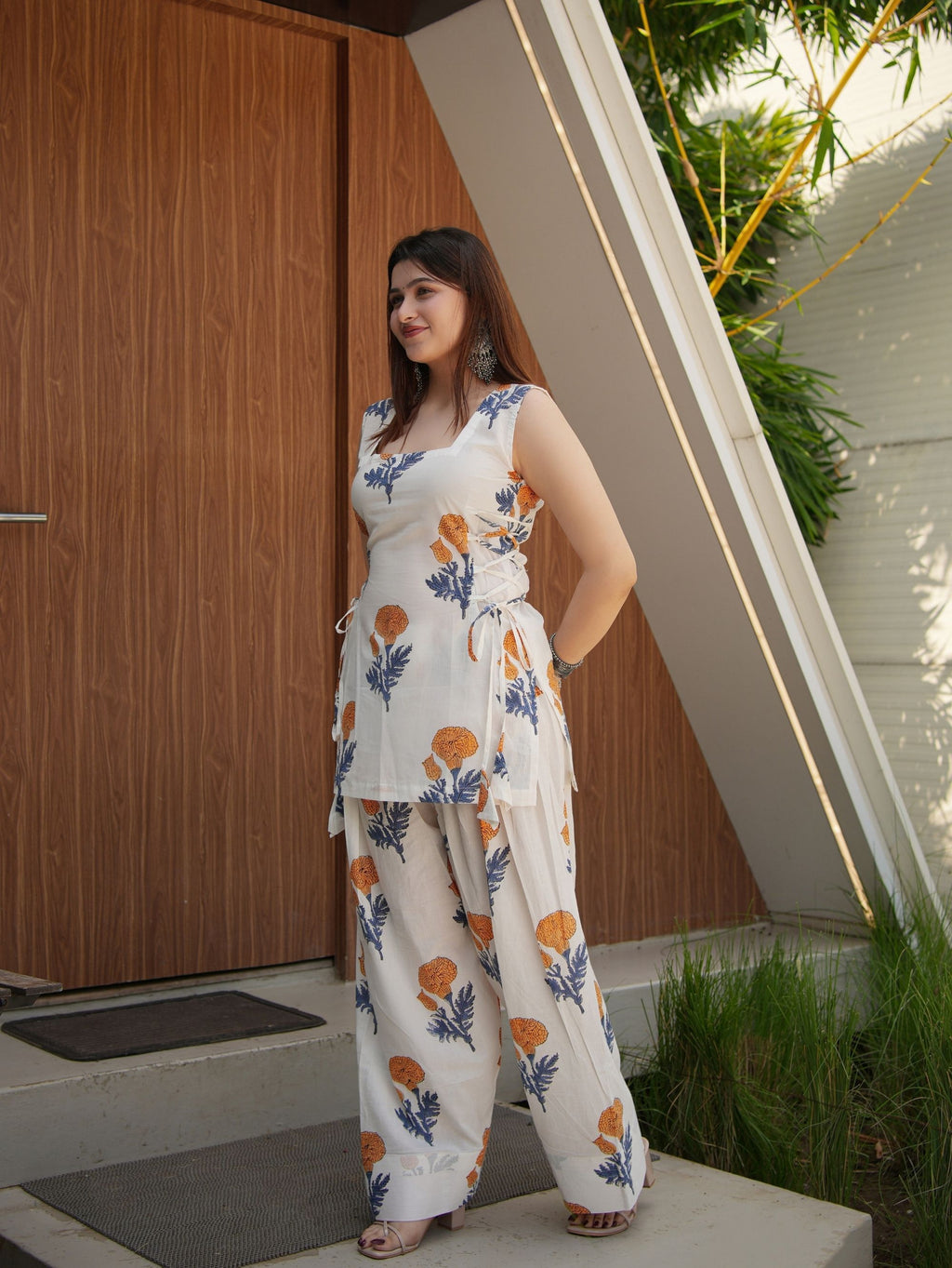 Apsara White & Yellow Two Piece Farshi Set