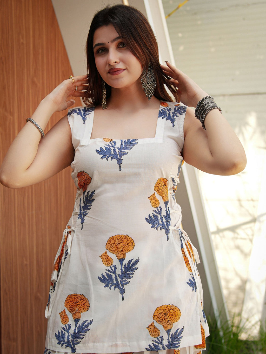Apsara White & Yellow Two Piece Farshi Set