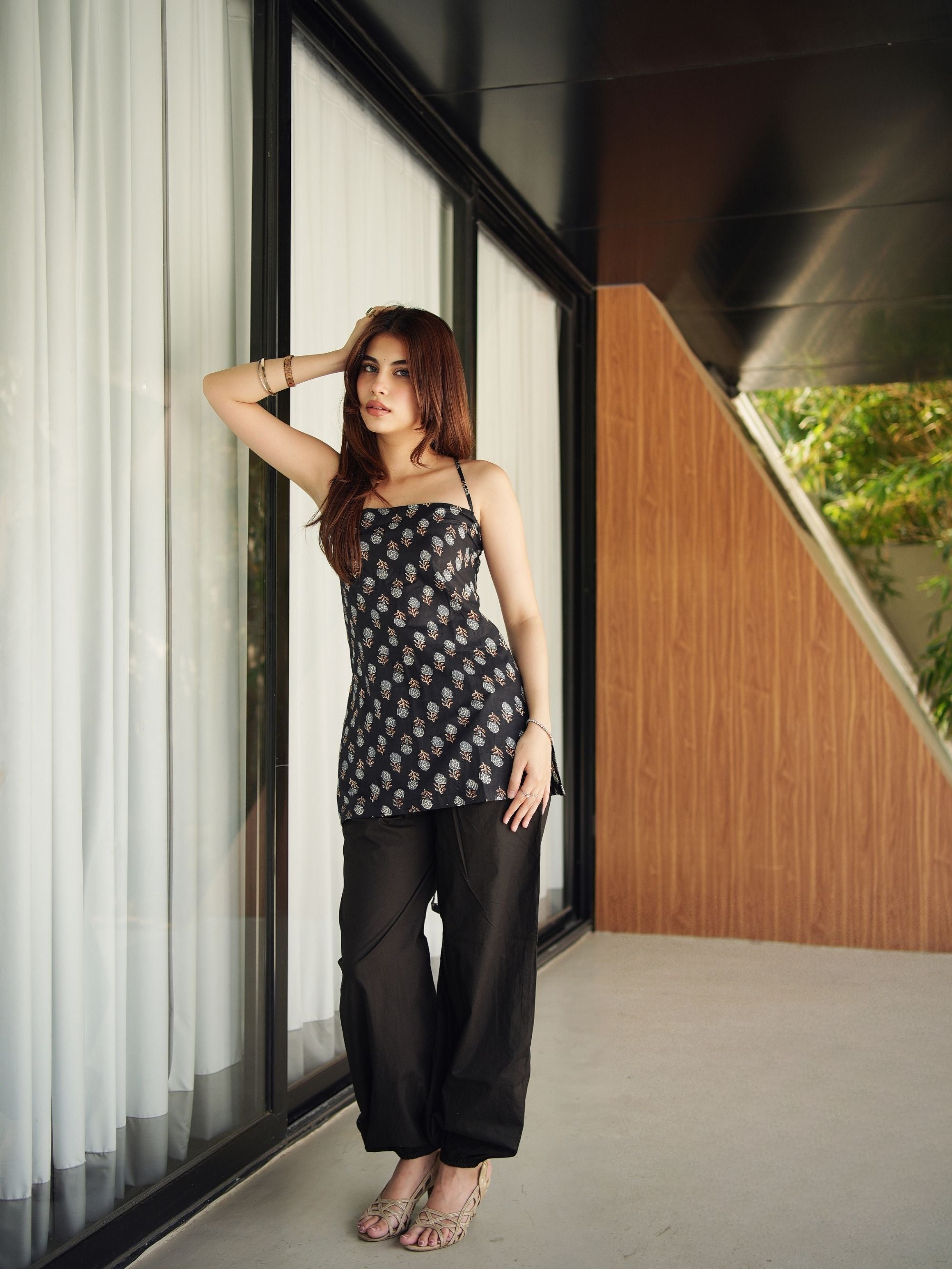 Urvi Black Cotton Two Piece Set