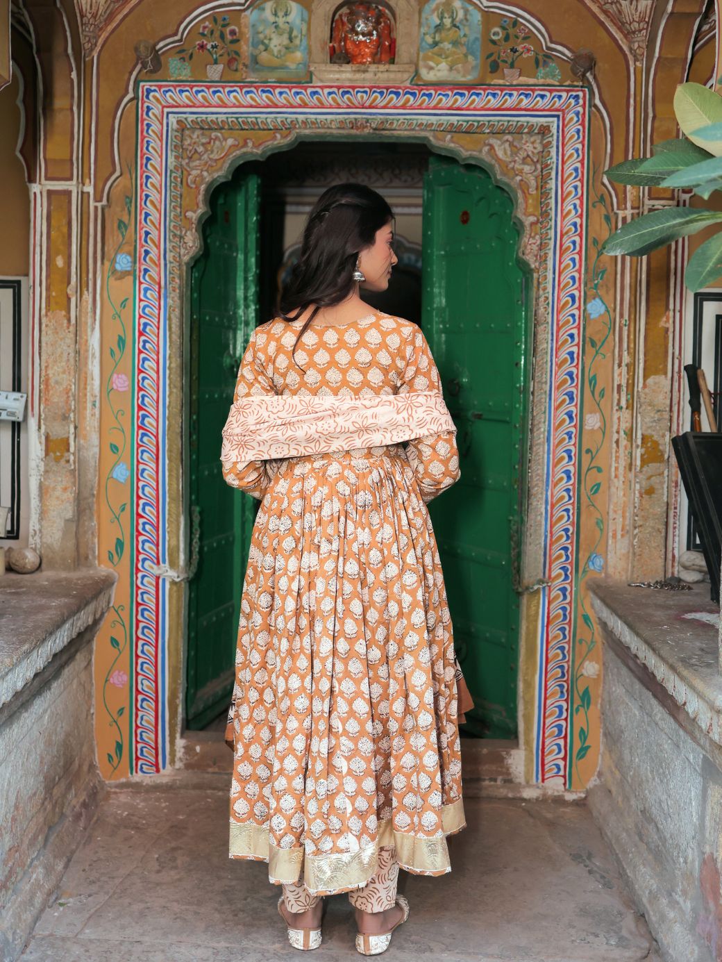 Sunheri Adaa Anarkali Set – 3 Piece Cotton Ensemble