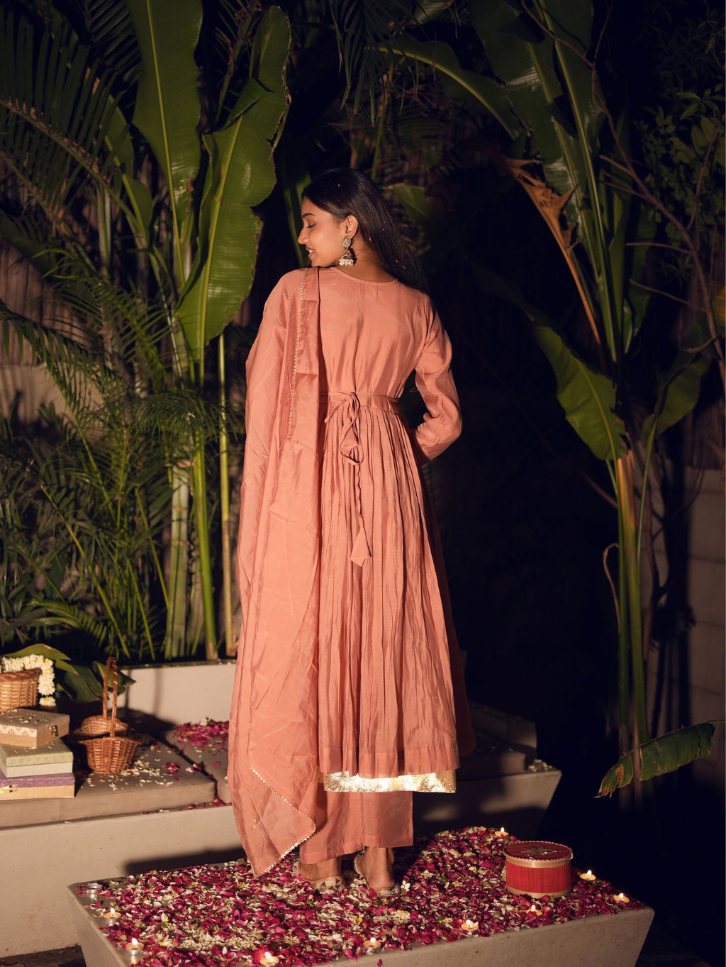 Barfi Peach Three Piece Alia Cut Anarkali Set