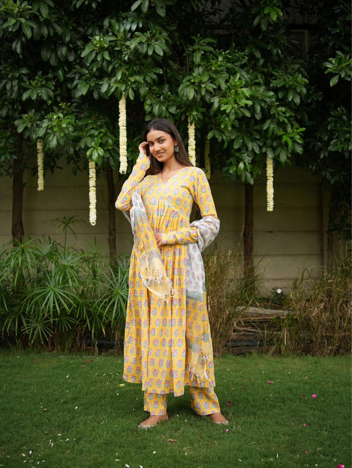Akruti Yellow Alia Cut Anarkali Set
