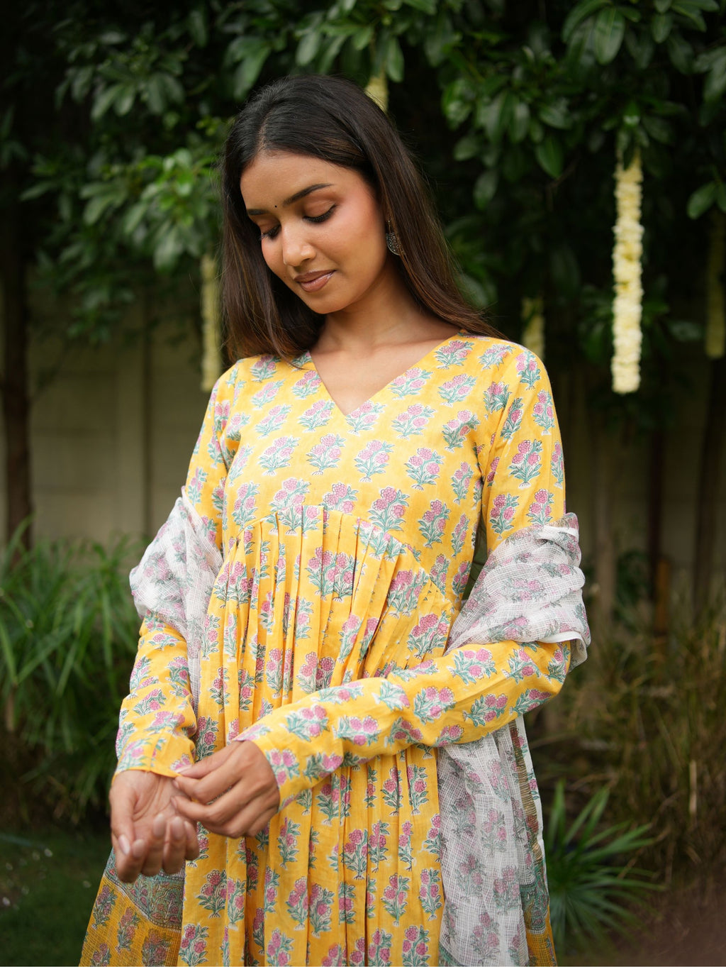 Akruti Yellow Alia Cut Anarkali Set