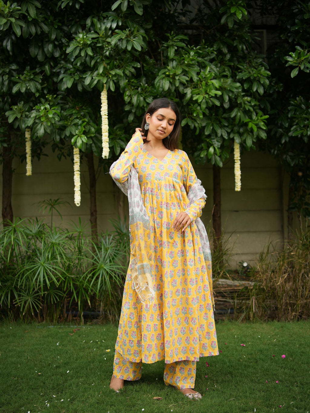 Akruti Yellow Alia Cut Anarkali Set