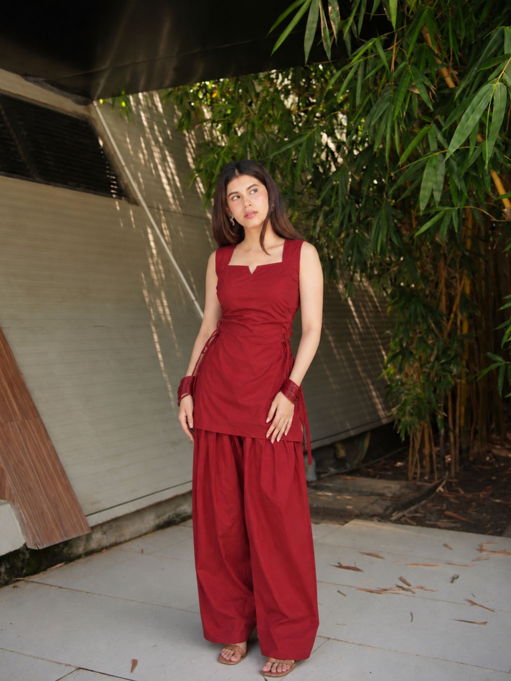 Rati Red Monochrome Two Piece Farshi Set