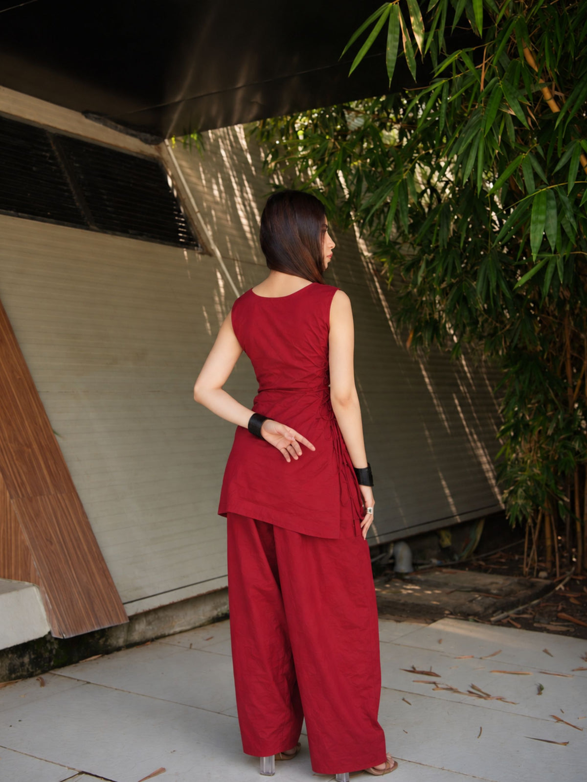 Rati Red Monochrome Two Piece Farshi Set