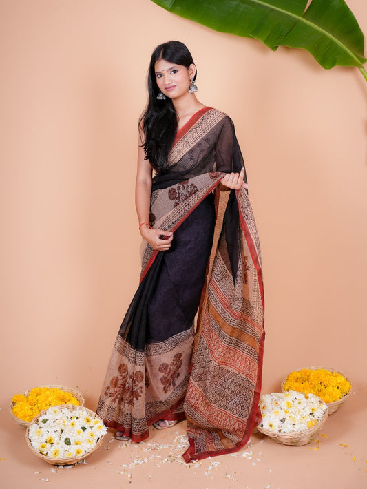 Ratri Kota Doriya Handblock Saree