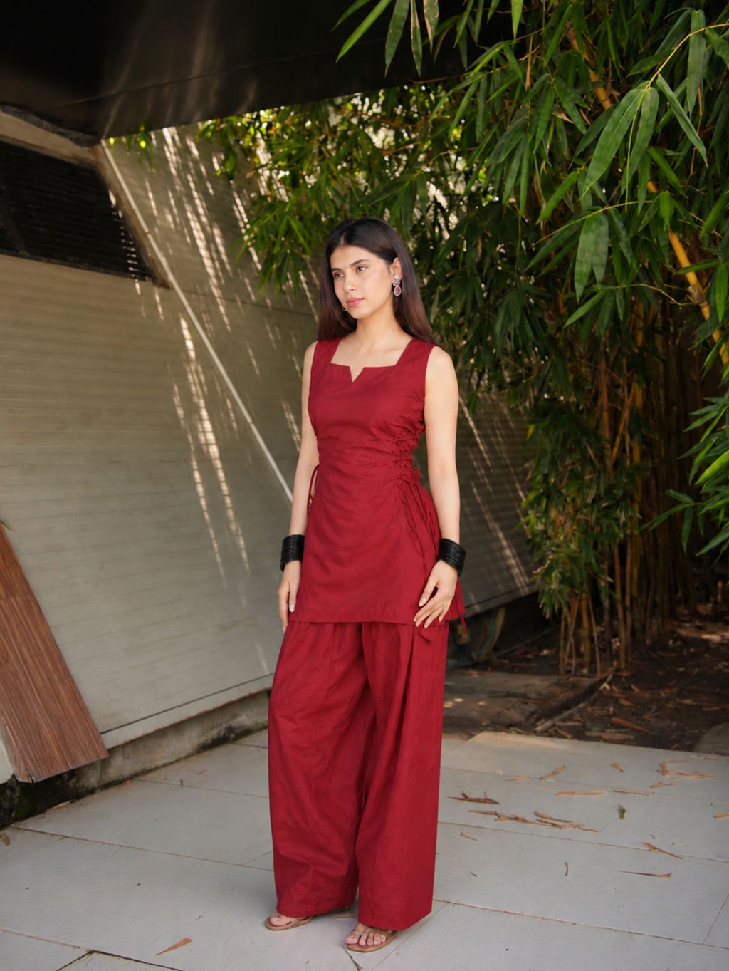 Rati Red Monochrome Two Piece Farshi Set
