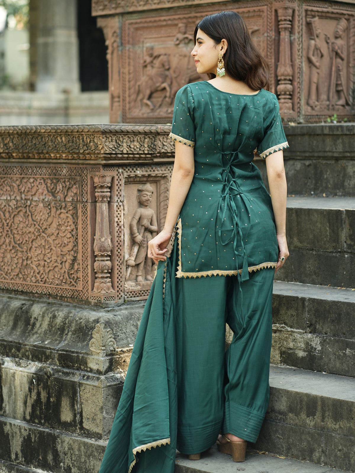 Mayur Green Three Piece Farshi Set