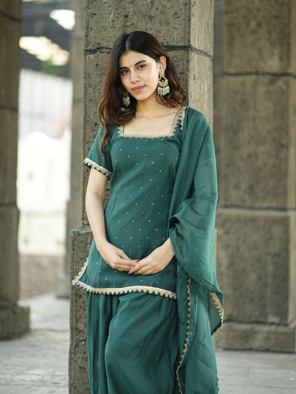 Mayur Green Three Piece Farshi Set