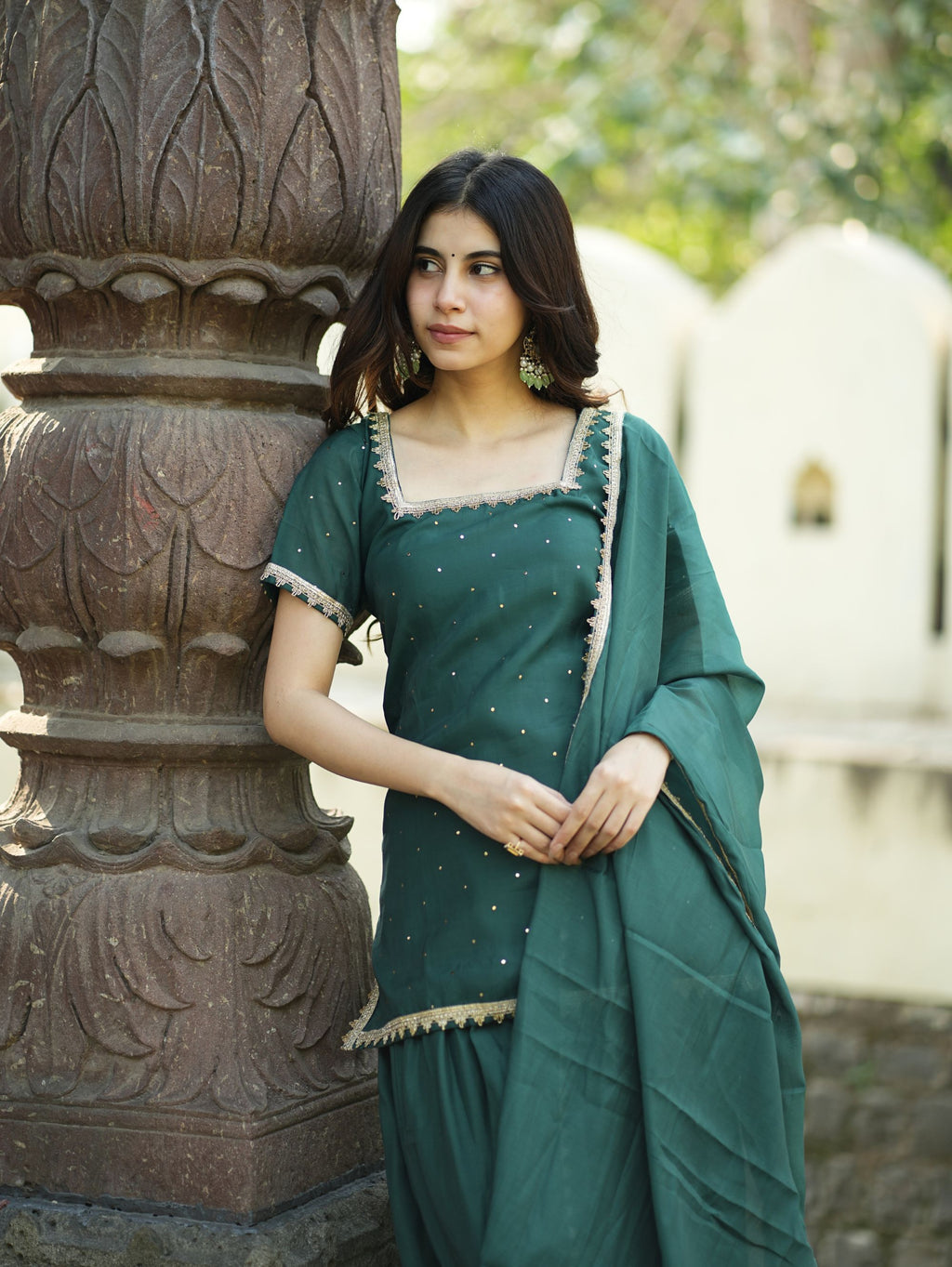 Mayur Green Three Piece Farshi Set
