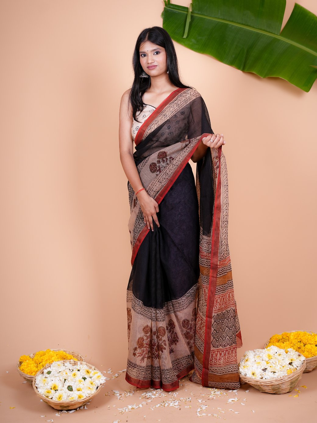 Ratri Kota Doriya Handblock Saree