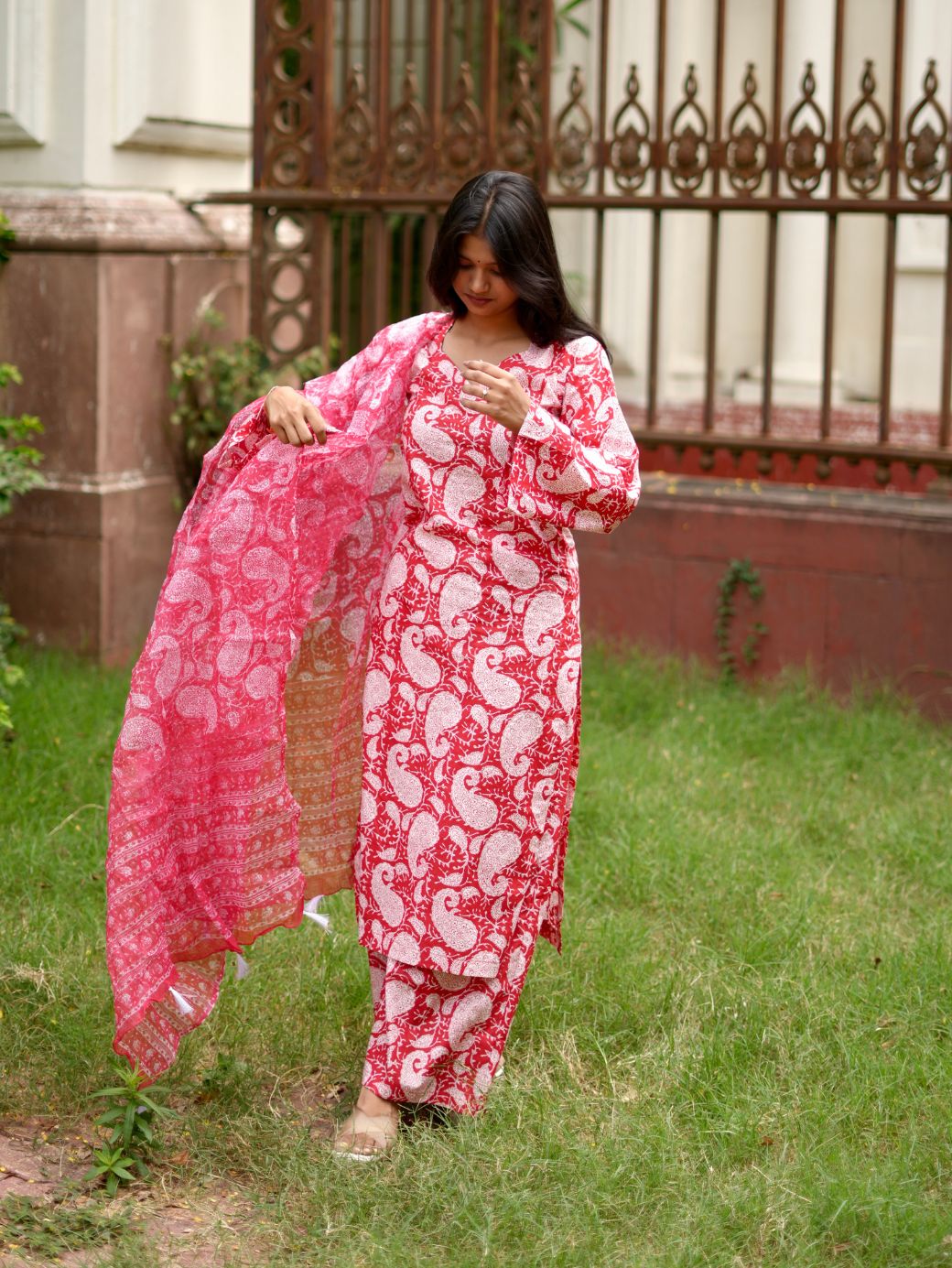 Red Harmony Kurta Set