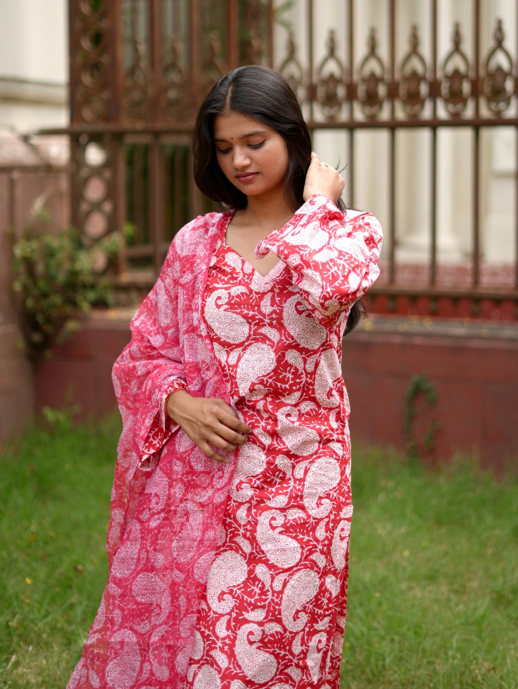 Red Harmony Kurta Set