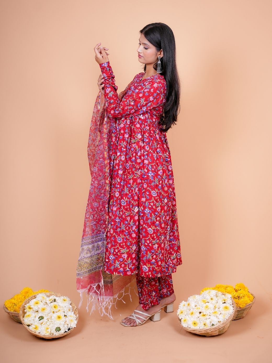 Cotton Riwaz Three Piece Anarkali Set