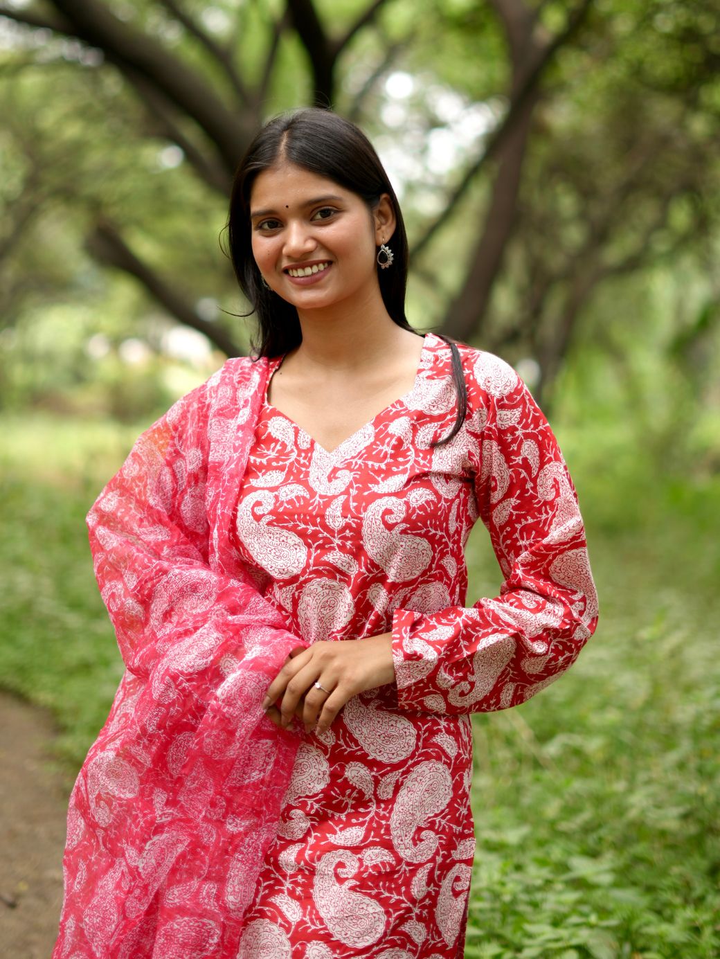 Red Harmony Kurta Set