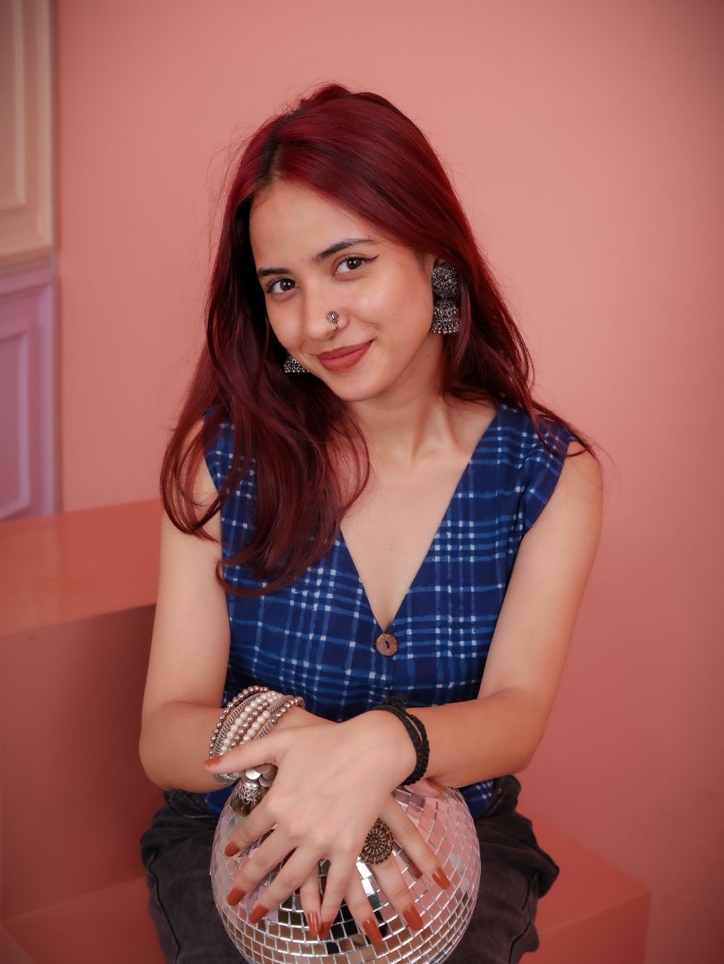 Indigo Checkered Vest Top